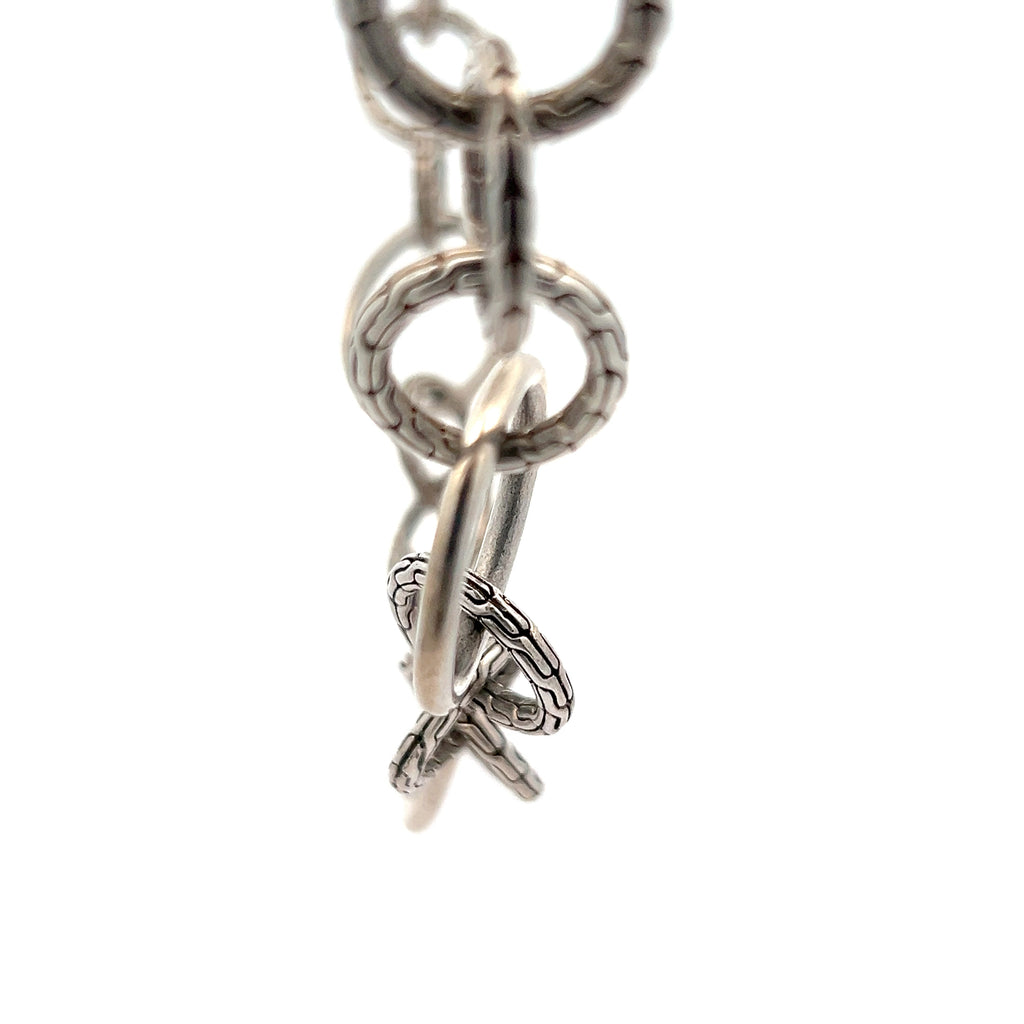 Pre-Owned John Hardy Sterling Silver Graduated Circles Toggle Clasp Necklace 18.5 Inch 52.1 dwt (Rare)