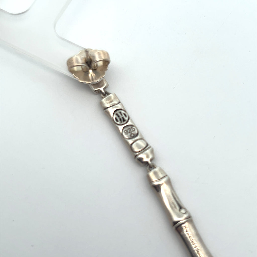 Pre-Owned John Hardy Sterling Silver Bamboo Dangle Earrings 7.2 dwt
