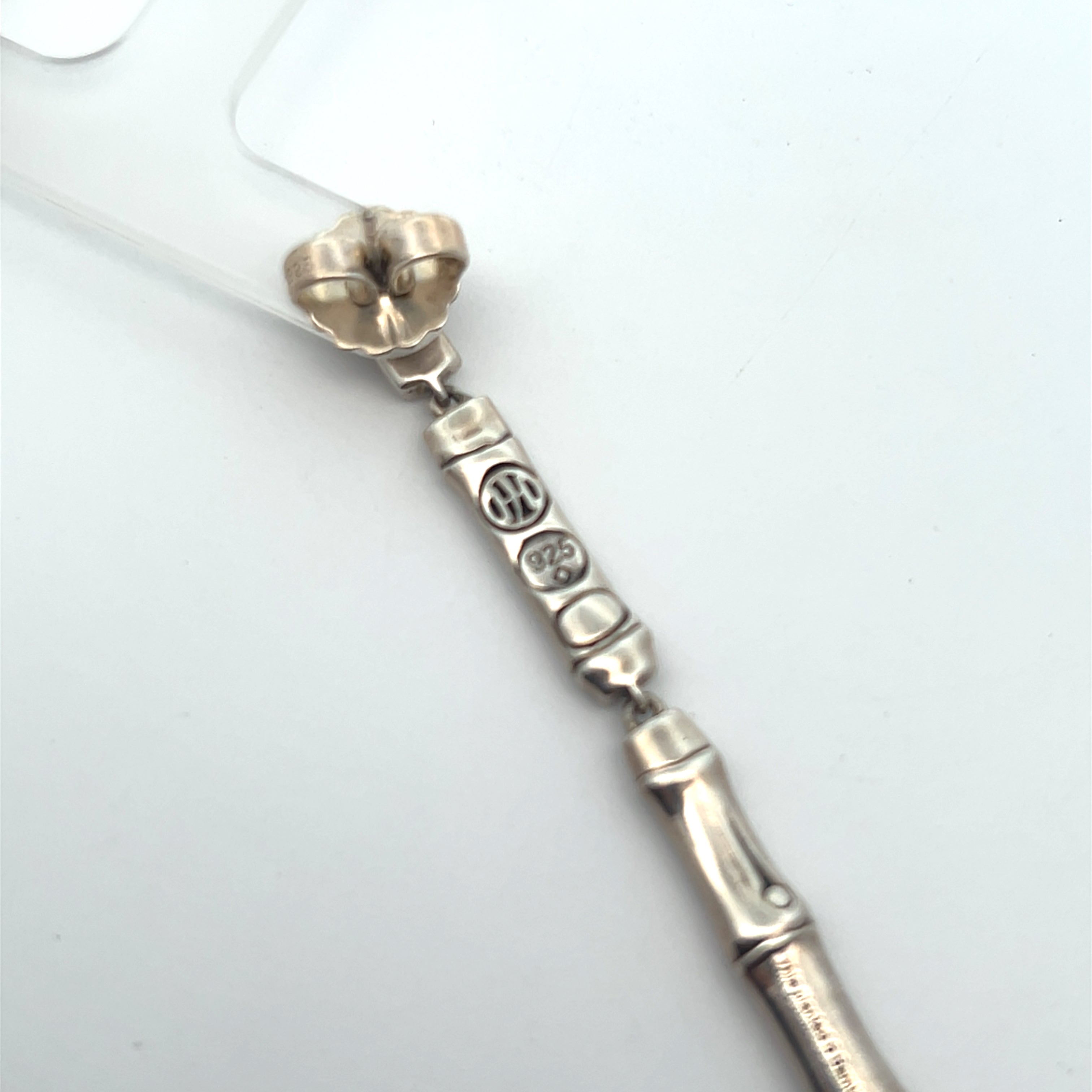 Pre-Owned John Hardy Sterling Silver Bamboo Dangle Earrings 7.2 dwt