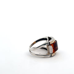 Pre-Owned John Hardy Sterling Silver and 18k Yellow Gold with Citrine Ring Size 7.25  7.1 dwt (Vintage /Rare)