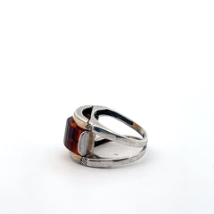 Pre-Owned John Hardy Sterling Silver and 18k Yellow Gold with Citrine Ring Size 7.25  7.1 dwt (Vintage /Rare)