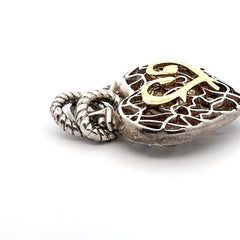 Pre-Owned Santavalle Sterling Silver and 18k Yellow Gold Double Open Heart Pendant 9.7 dwt