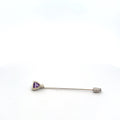 14k White Gold .01ct G SI1 Round Diamond / Trillion Amethyst Brooch/Pin
