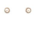 14k Yellow Gold 6.5mm Round Salt Water Pearls with Halo .50ct G VS2 Round Diamond Stud Earrings