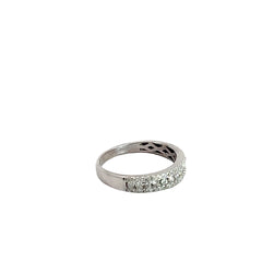 14k White Gold .65ct G VS2 Round Diamond / 3 Row Diamond Band