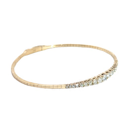 14k Yellow Gold 1.00ct G VS2 Round Diamond Graduated Flexible Bangle Bracelet