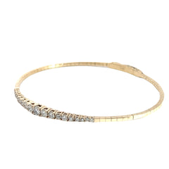 14k Yellow Gold 1.00ct G VS2 Round Diamond Graduated Flexible Bangle Bracelet