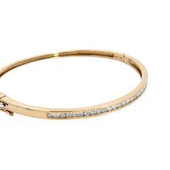 14k Yellow Gold 1.00ct G VS2 Round Diamond Channel Set Bangle Bracelet
