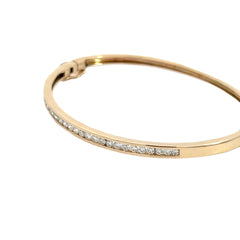 14k Yellow Gold 1.00ct G VS2 Round Diamond Channel Set Bangle Bracelet