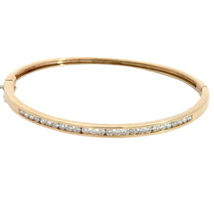 14k Yellow Gold 1.00ct G VS2 Round Diamond Channel Set Bangle Bracelet