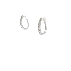 14k White Gold .50ct G VS2 Round Diamond Oval Shape 3/4 x 1/2" Hoop Earrings