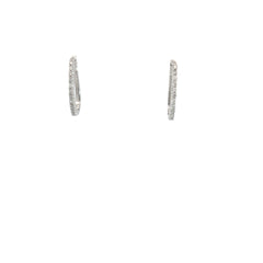 14k White Gold .50ct G VS2 Round Diamond Oval Shape 3/4 x 1/2" Hoop Earrings