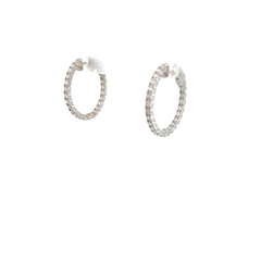 14k White Gold 2.00ct G VS2 Round Diamond Inside/Outside Hoop Earrings