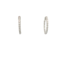 14k White Gold 2.00ct G VS2 Round Diamond Inside/Outside Hoop Earrings