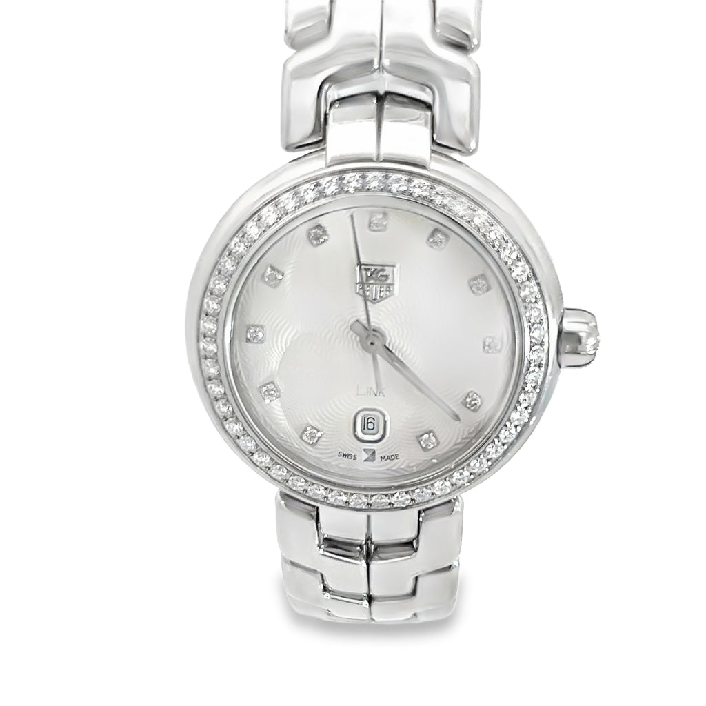 Pre-Owned Tag Heuer Link/ 11 Hour Mark Diamonds and Diamond Bezel / 34mm/ Stainless Steel/ Date  Watch