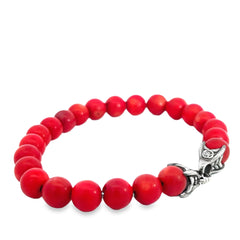 Pre-Loved David Yurman Red Coral Beaded Bracelet 8"inch
