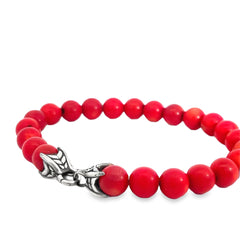 Pre-Loved David Yurman Red Coral Beaded Bracelet 8"inch