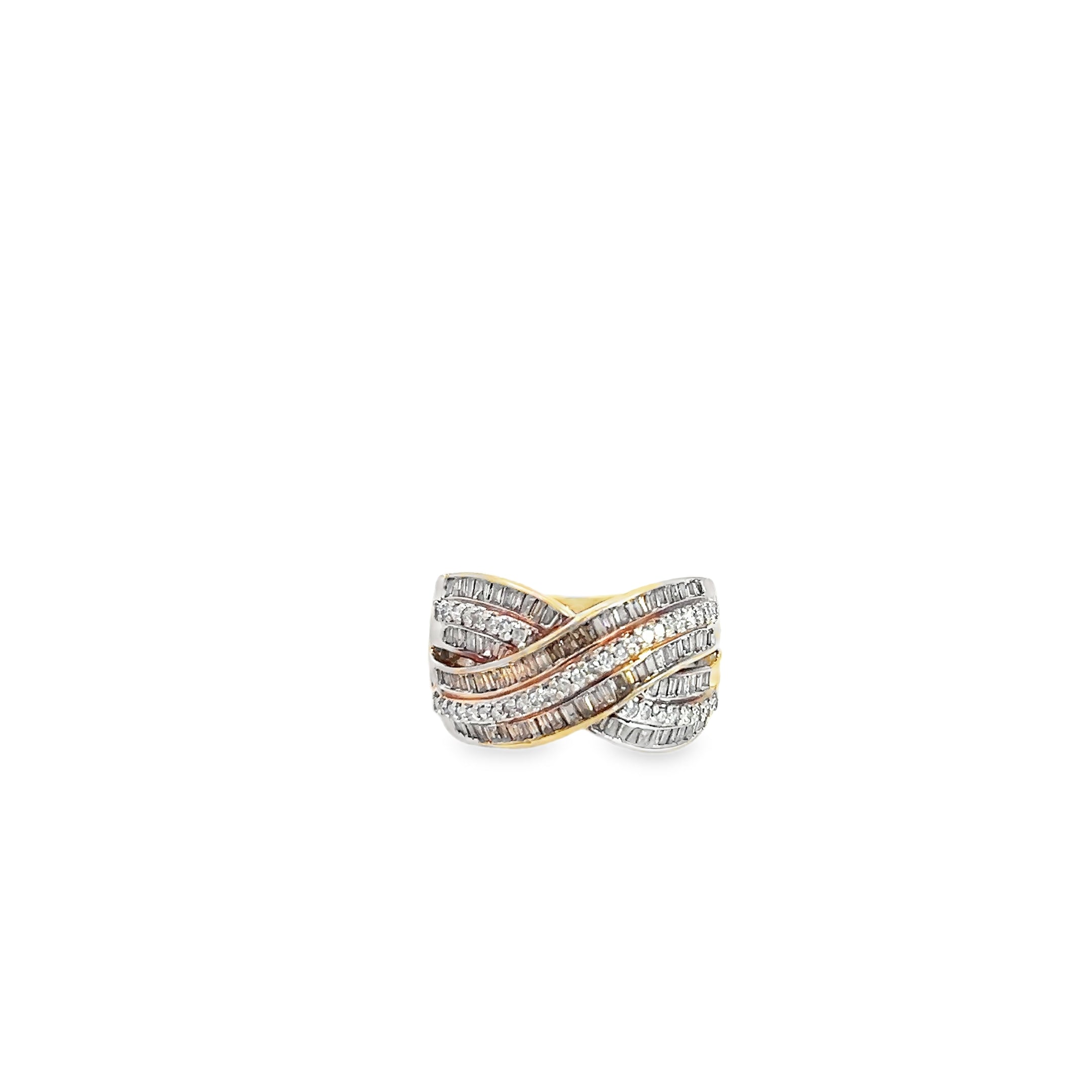 10k Yellow Gold 1.25ct Chocolate Diamond Baguette/ .25ct G SI1 Round Diamond Ring