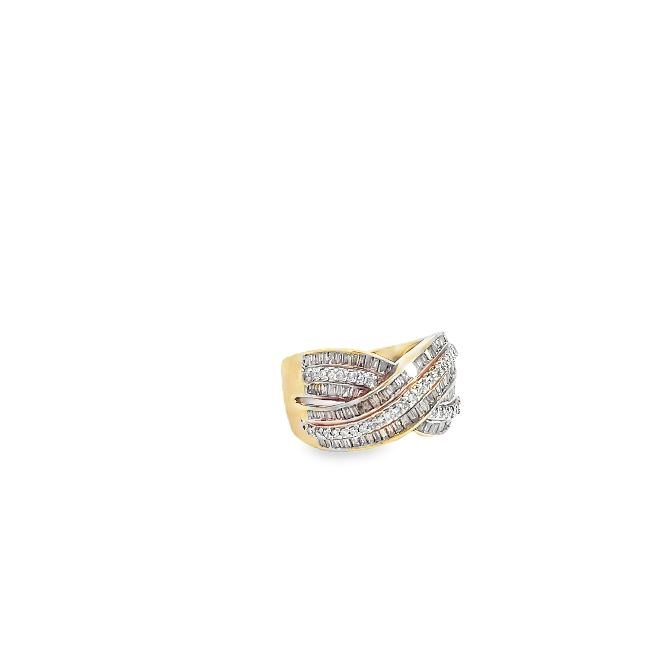 10k Yellow Gold 1.25ct Chocolate Diamond Baguette/ .25ct G SI1 Round Diamond Ring