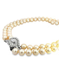 14k White Gold 1.00ct G VS2 Round/ .75ct G VS2 Marquise / .50ct G VS2 Baguette Diamonds Vintage (2) Strand Salt Water 9-9.35mm Choker Necklace Certified By GIA #2235703588