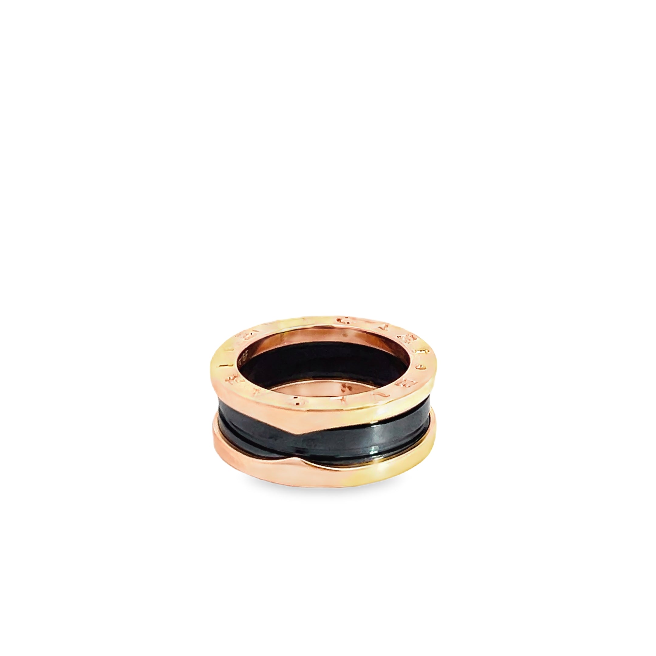Pre-Loved 18k Rose Gold and Ceramic 3 Row B Zero Bulgari Ring