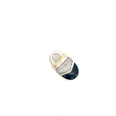 Pre-Loved David Yurman Sterling Silver/ 18k Yellow Gold Onyx and Diamond Acorn Pendant