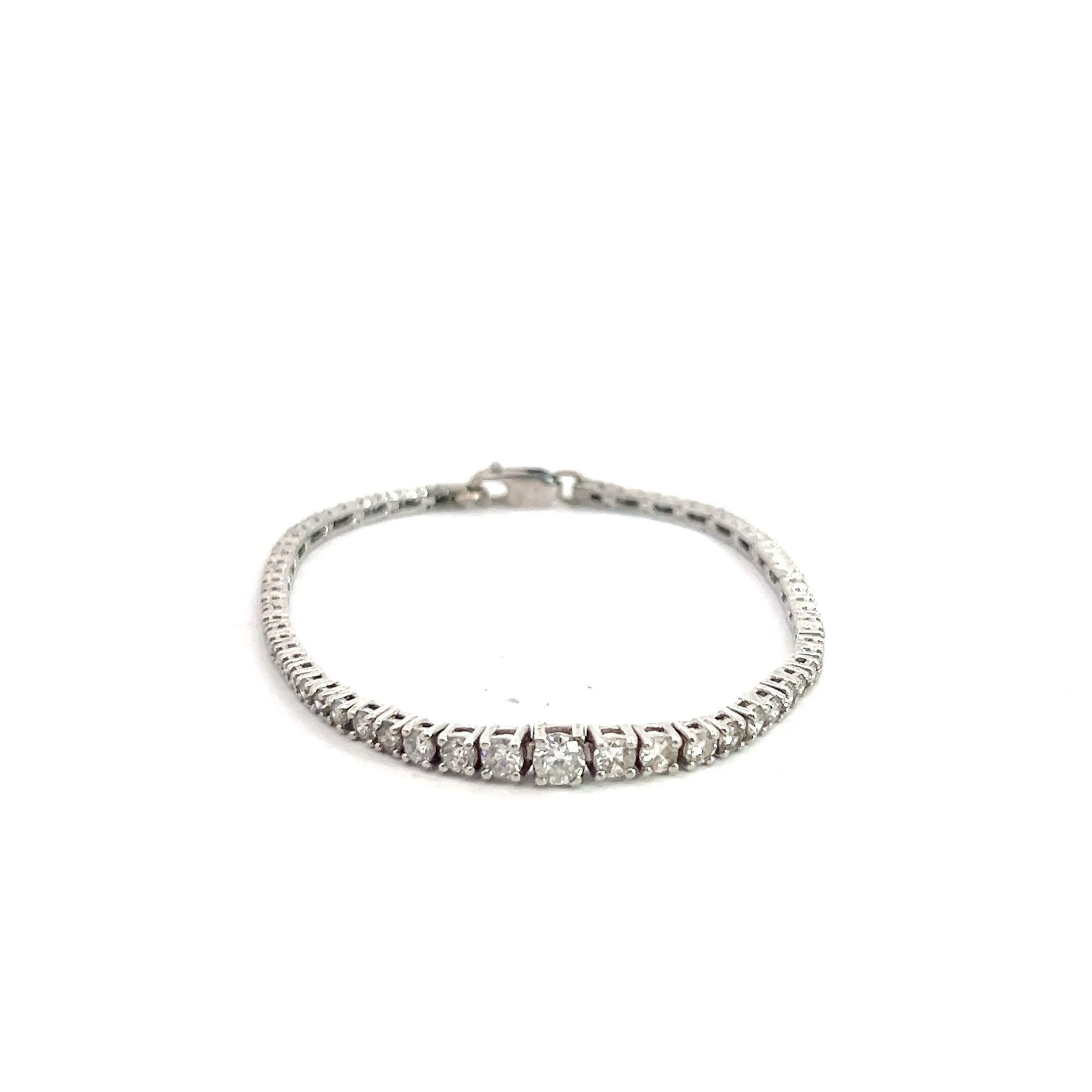 14k White Gold 2.00ct G VS2 Round Diamond Baby Graduated Tennis Bracelet 5.5" inch Long