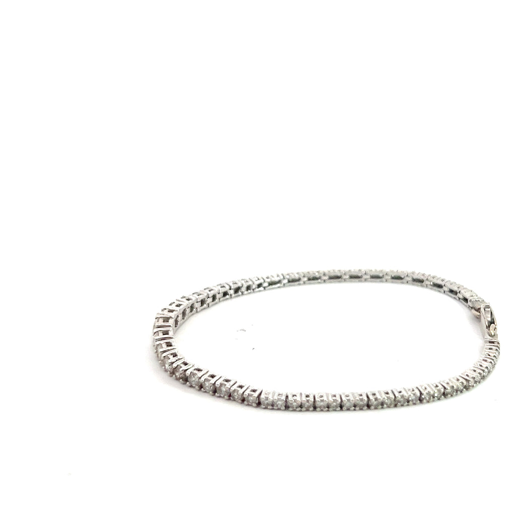 14k White Gold 2.00ct G VS2 Round Diamond Baby Graduated Tennis Bracelet 5.5" inch Long