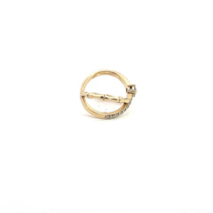 14k Yellow Gold .25ct G SI1 Center Round Diamond/ along the side .30ct G SI1 Round Diamond Bamboo Criss/Cross Ring