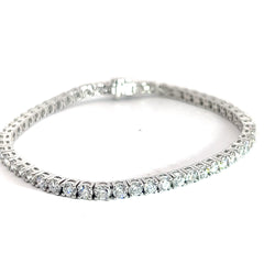 Platinum 6.00ct E VS2 Round Diamond Tennis  Bracelet 7" inch