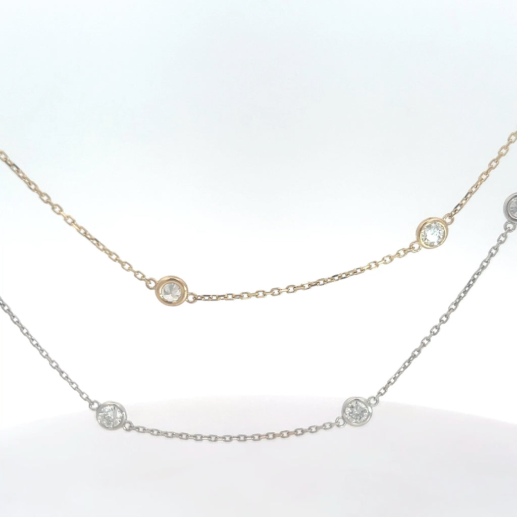 14k Yellow / White Gold 1.92ct G/H VS2 / SI1 Round Diamond by the Yard Necklace