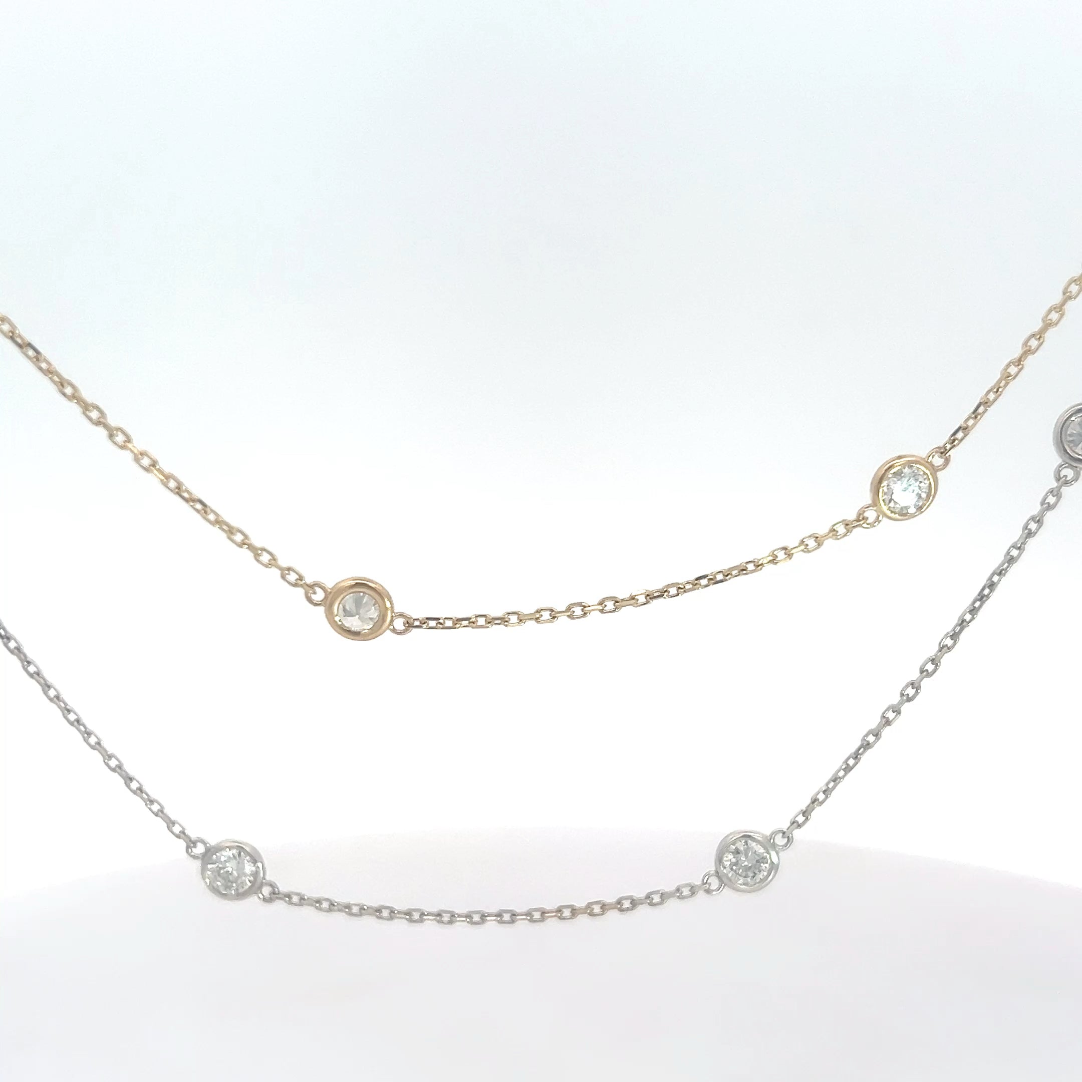 14k Yellow / White Gold 1.92ct G/H VS2 / SI1 Round Diamond by the Yard Necklace