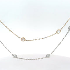 14k Yellow / White Gold 1.92ct G/H VS2 / SI1 Round Diamond by the Yard Necklace