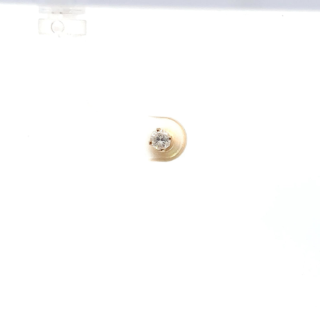14k Yellow Gold .15ct H SI1 Round Single Diamond Stud Earring