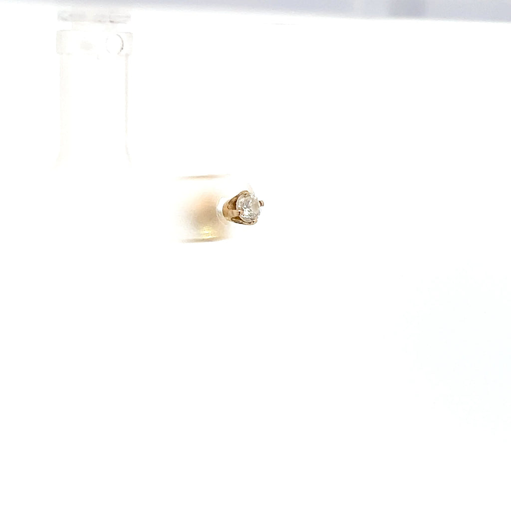 14k Yellow Gold .15ct H SI1 Round Single Diamond Stud Earring