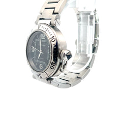 Pre-Owned  Cartier Pasha Seatimer 40mm Black Dial with Stainless Steel Band