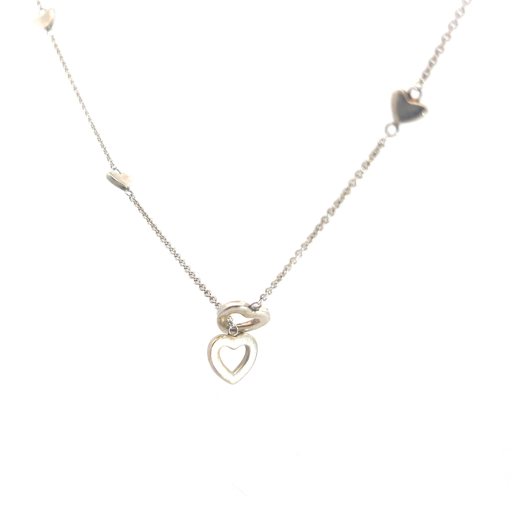 Pre-Loved Tiffany & Co. Heart Link Lariat Necklace 18" inch 925 Silver