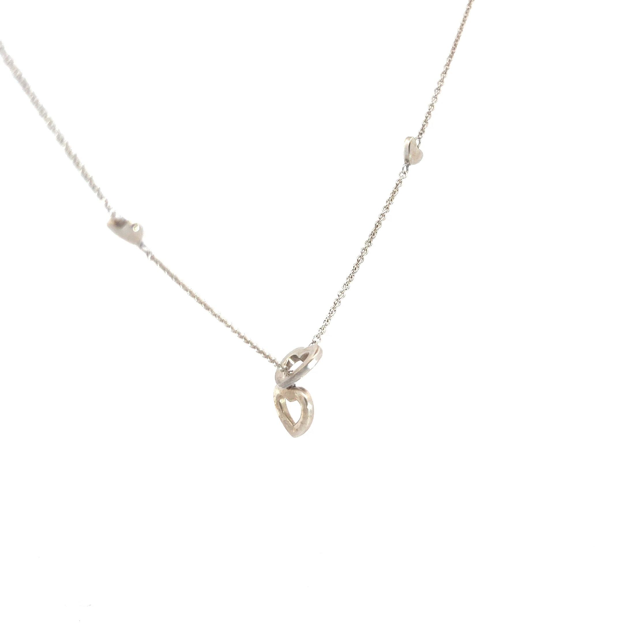 Pre-Loved Tiffany & Co. Heart Link Lariat Necklace 18" inch 925 Silver