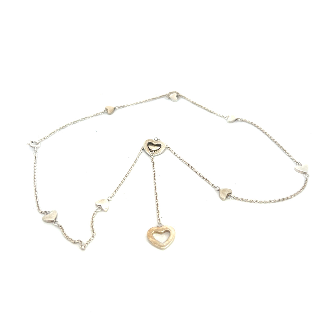 Pre-Loved Tiffany & Co. Heart Link Lariat Necklace 18" inch 925 Silver