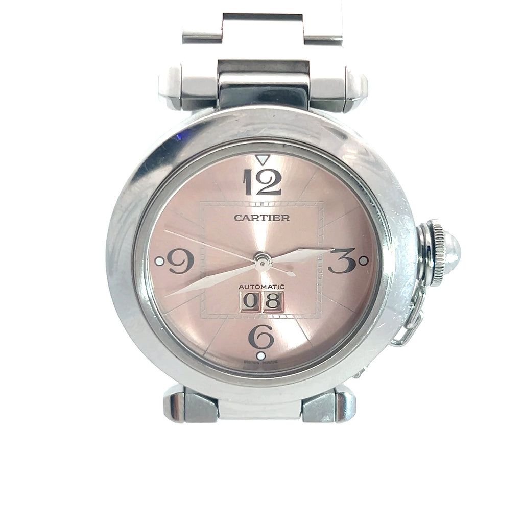 Pre-Owned Cartier Pink Dial Stainless Steel Pasha Automatic 35mm Watch