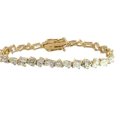 14k Yellow Gold 15.50ct  I/ J VS2 Round, Heart, Oval, Princess Cut, Marquise, Emerald, Pear Shape and Radiant Multi Shape Tennis Bracelet
