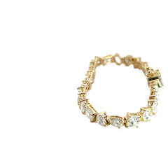 14k Yellow Gold 15.50ct  I/ J VS2 Round, Heart, Oval, Princess Cut, Marquise, Emerald, Pear Shape and Radiant Multi Shape Tennis Bracelet