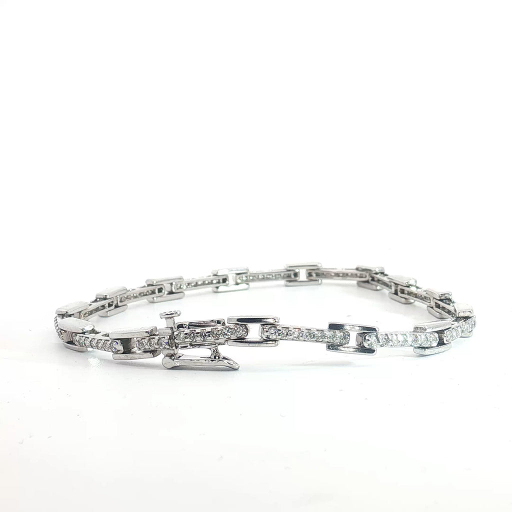 14k White Gold 1.00ct G SI1 Round Diamond Bracelet