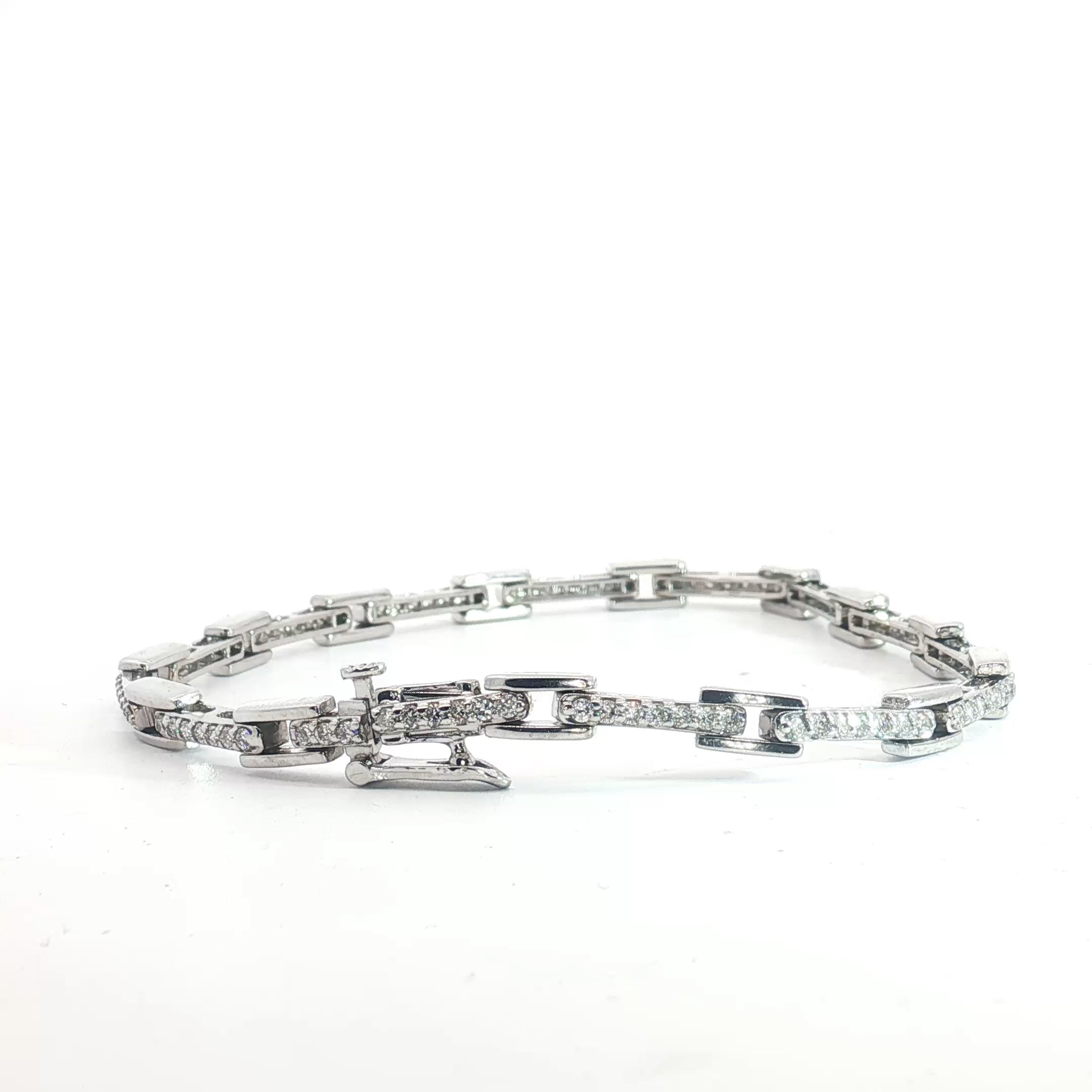 14k White Gold 1.00ct G SI1 Round Diamond Bracelet
