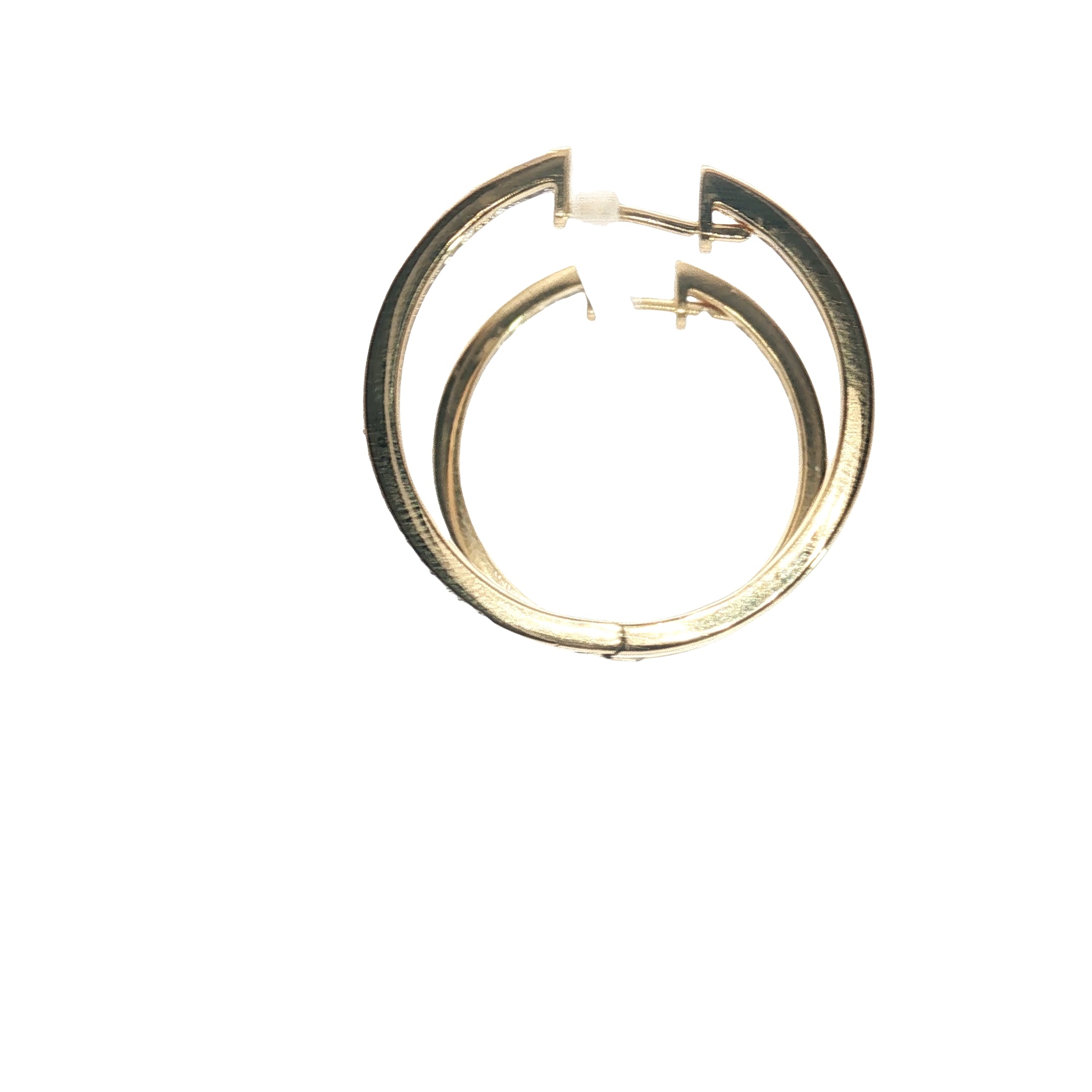 18k Yellow Gold .30ct H I 1 Round Diamond Hoop Earrings