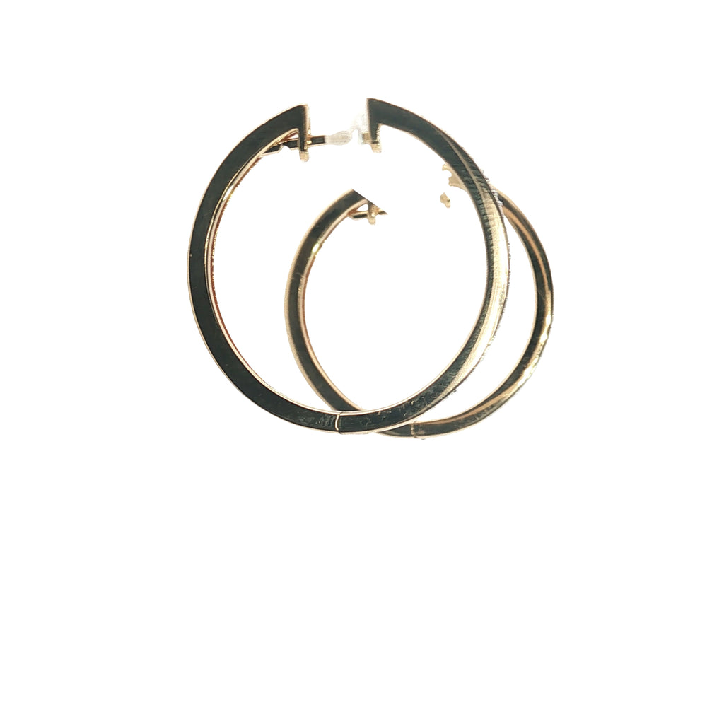18k Yellow Gold .30ct H I 1 Round Diamond Hoop Earrings