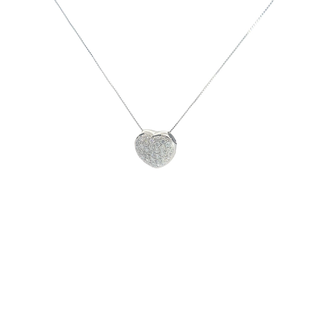14k White Gold 1.00ct G SI2 Round Diamond Heart Pendant