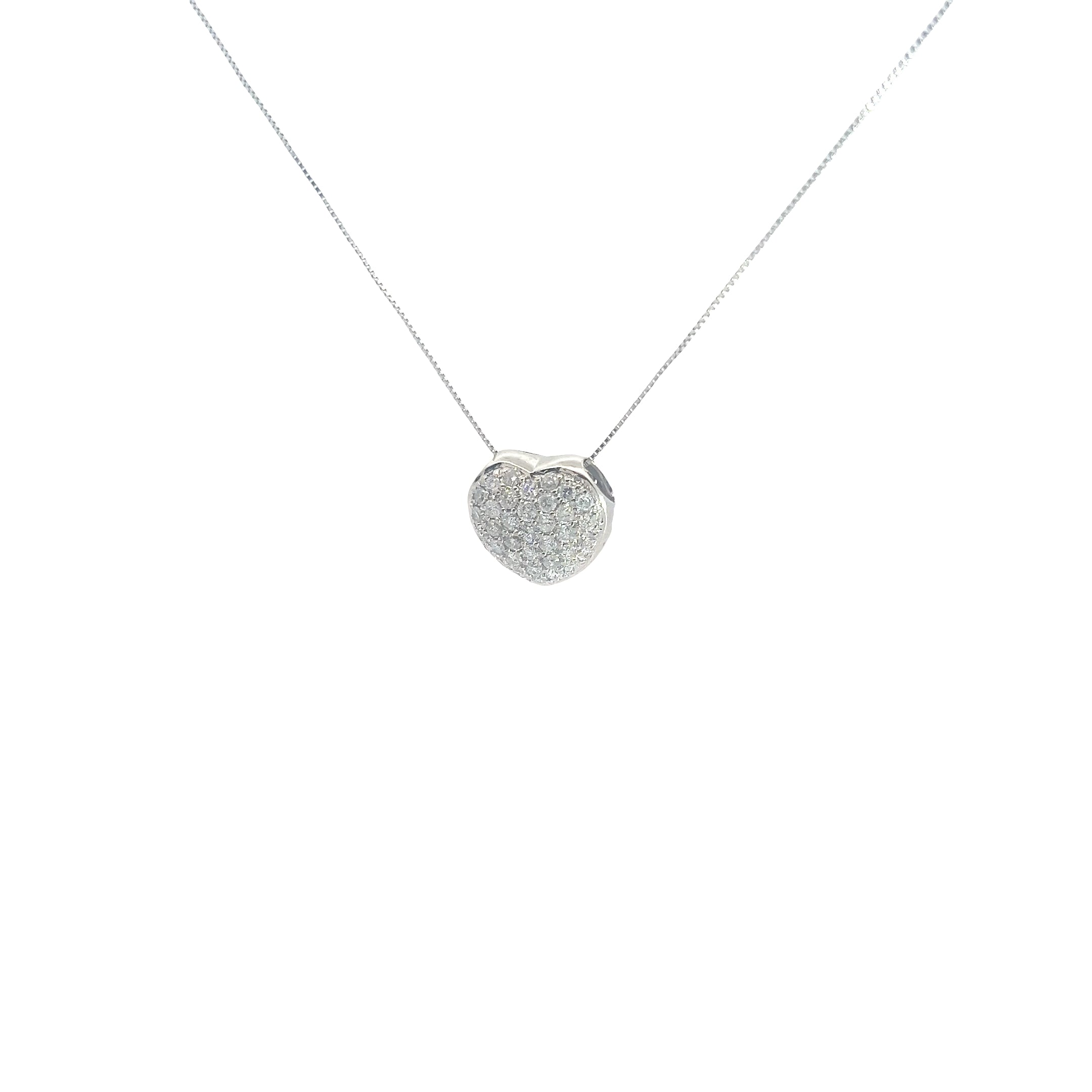 14k White Gold 1.00ct G SI2 Round Diamond Heart Pendant