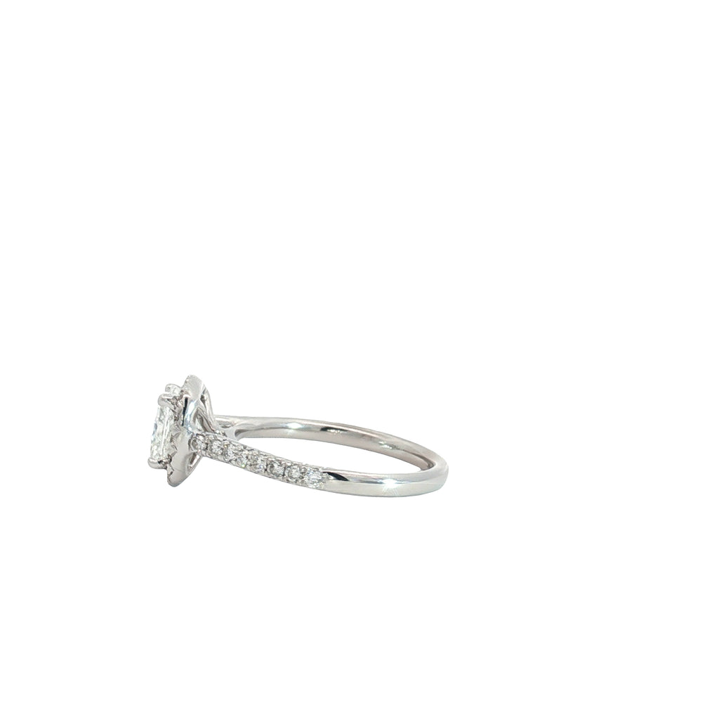 18k White Gold 1.51ct G VS2 Cut-Cornered Square Diamond /.35ct F VS2 Cushion Halo Round Diamond Mounting Engagement Ring Certified By GIA #13698137