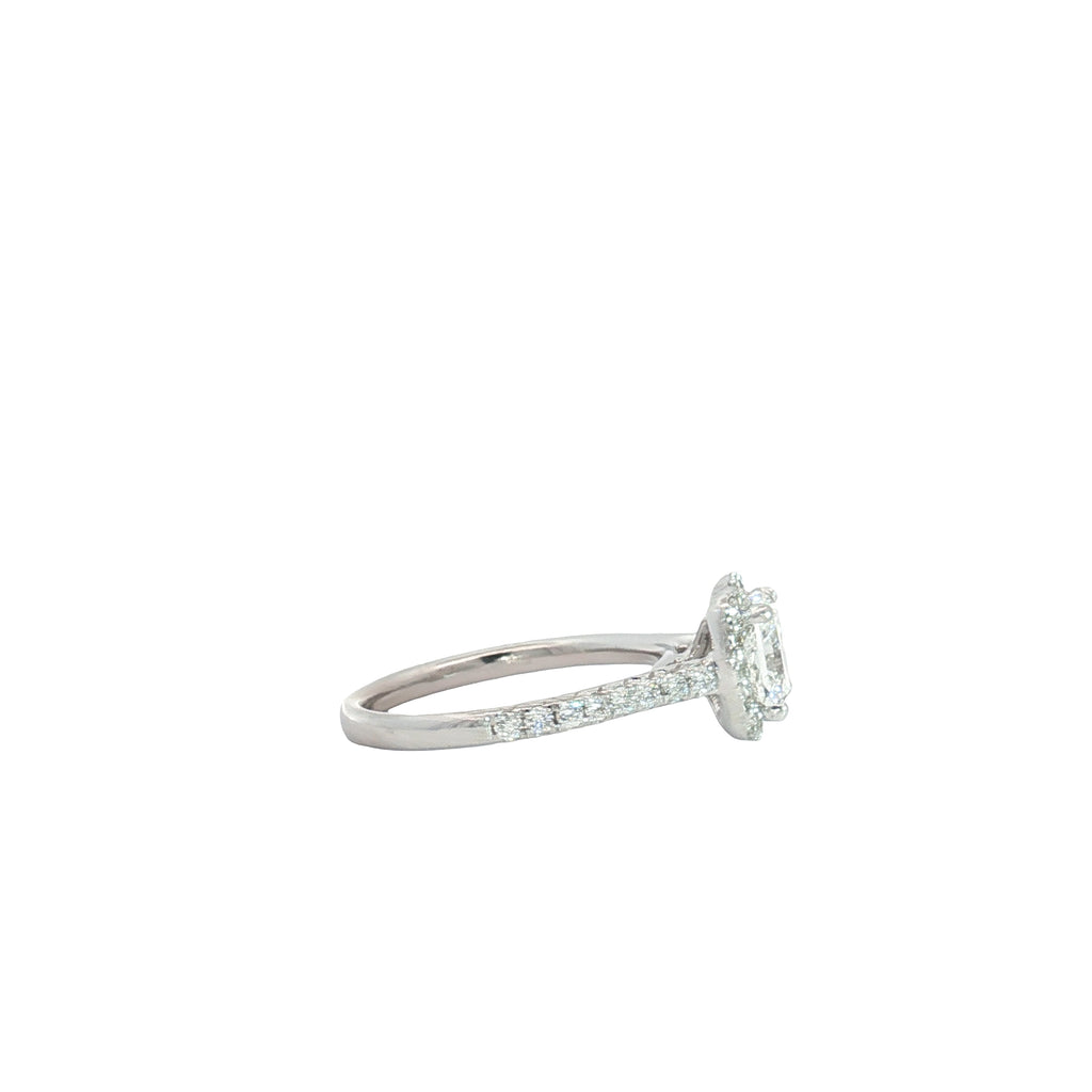 18k White Gold 1.51ct G VS2 Cut-Cornered Square Diamond /.35ct F VS2 Cushion Halo Round Diamond Mounting Engagement Ring Certified By GIA #13698137